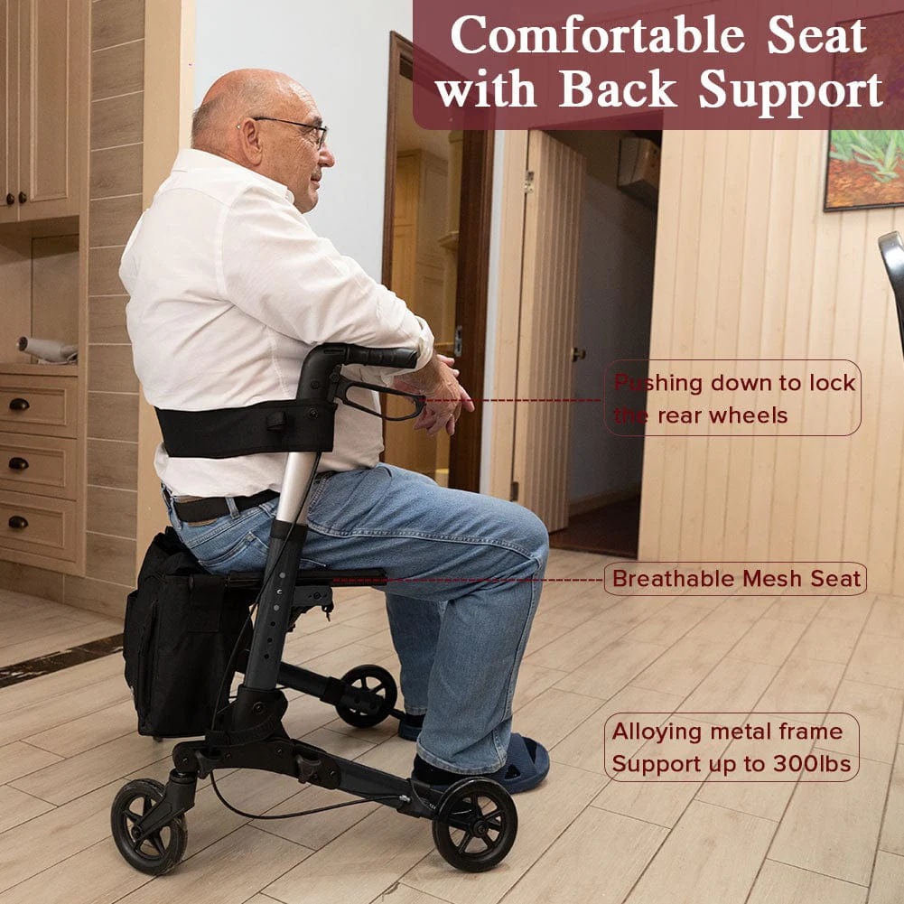 HFK-9202D Dual-Brake Compact Foldable Rollator Walker 6