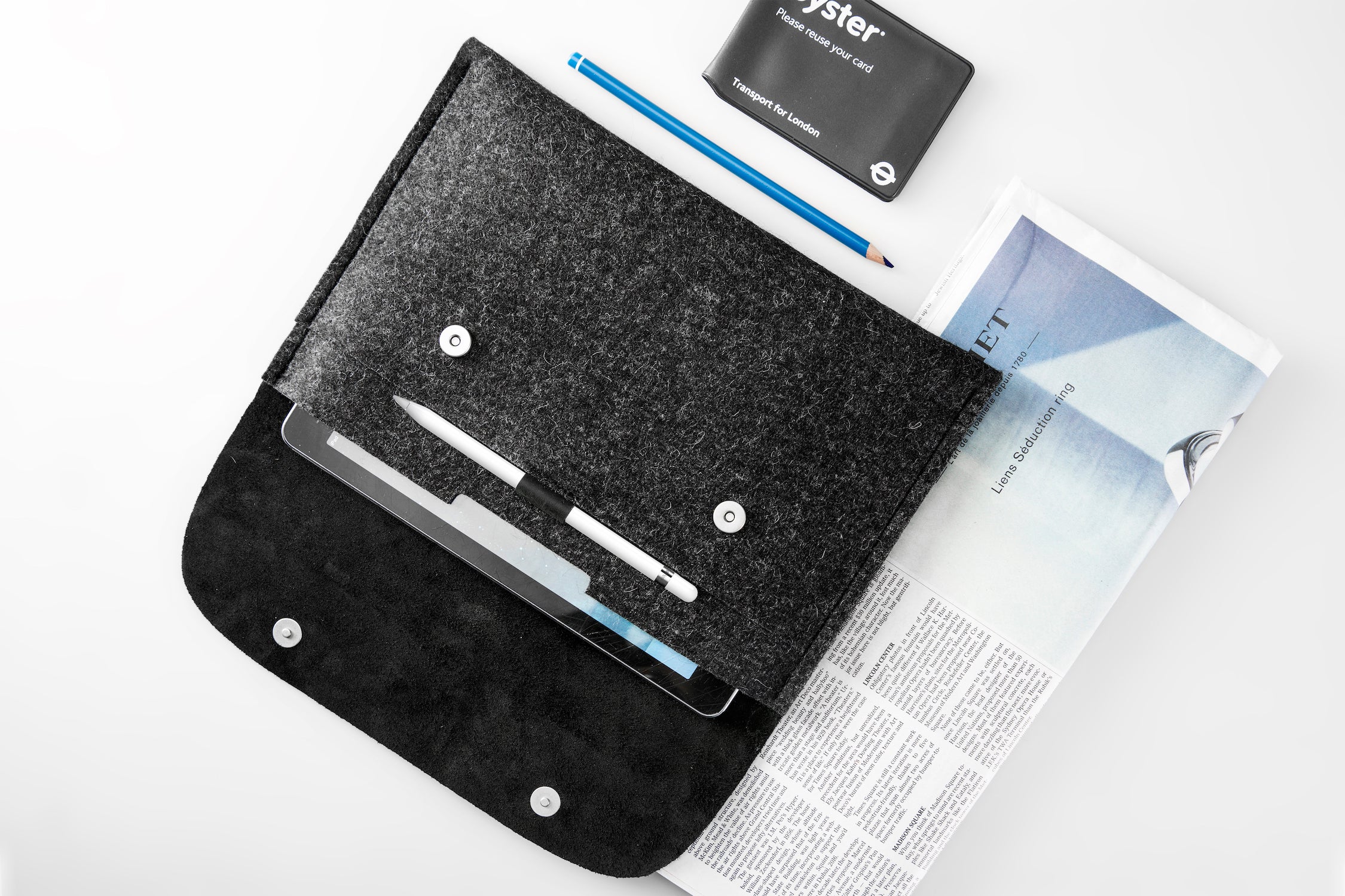 iPad Pro/ Air/ Mini Leather and Wool Felt case CARRY MORE/ Classy Black/