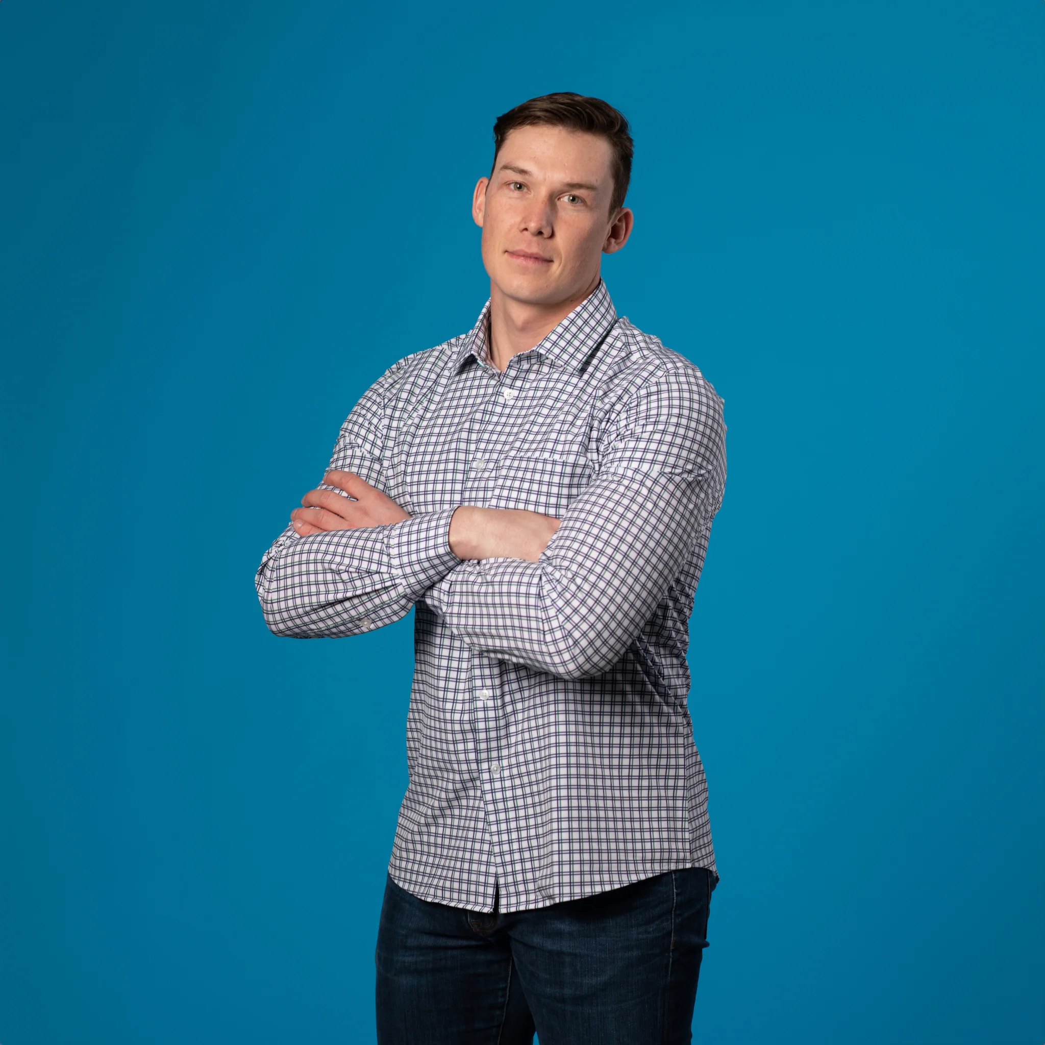 Range Shirt - White w/ Green and Purple Check