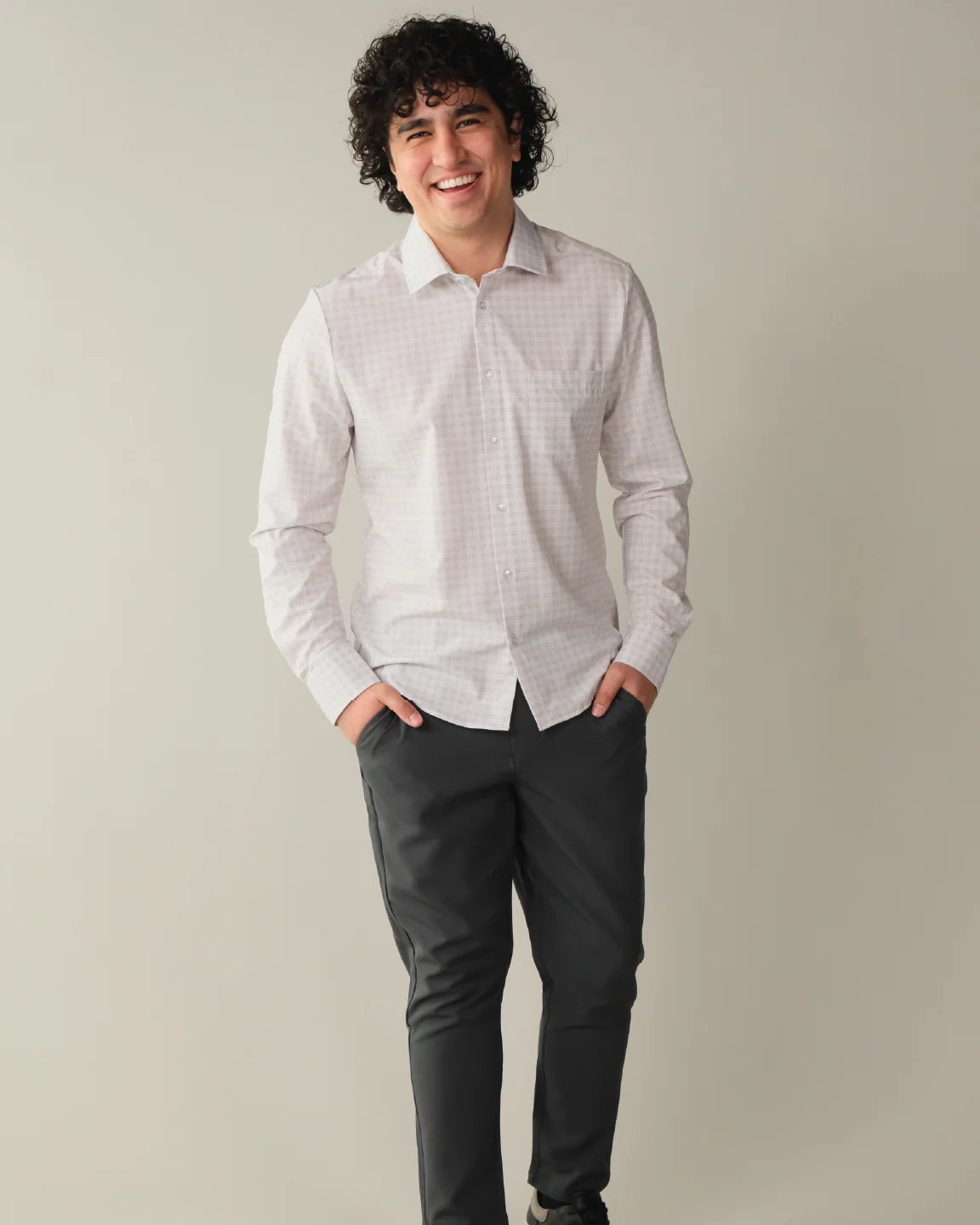 Range Shirt - Grey w/ Small White Windowpane