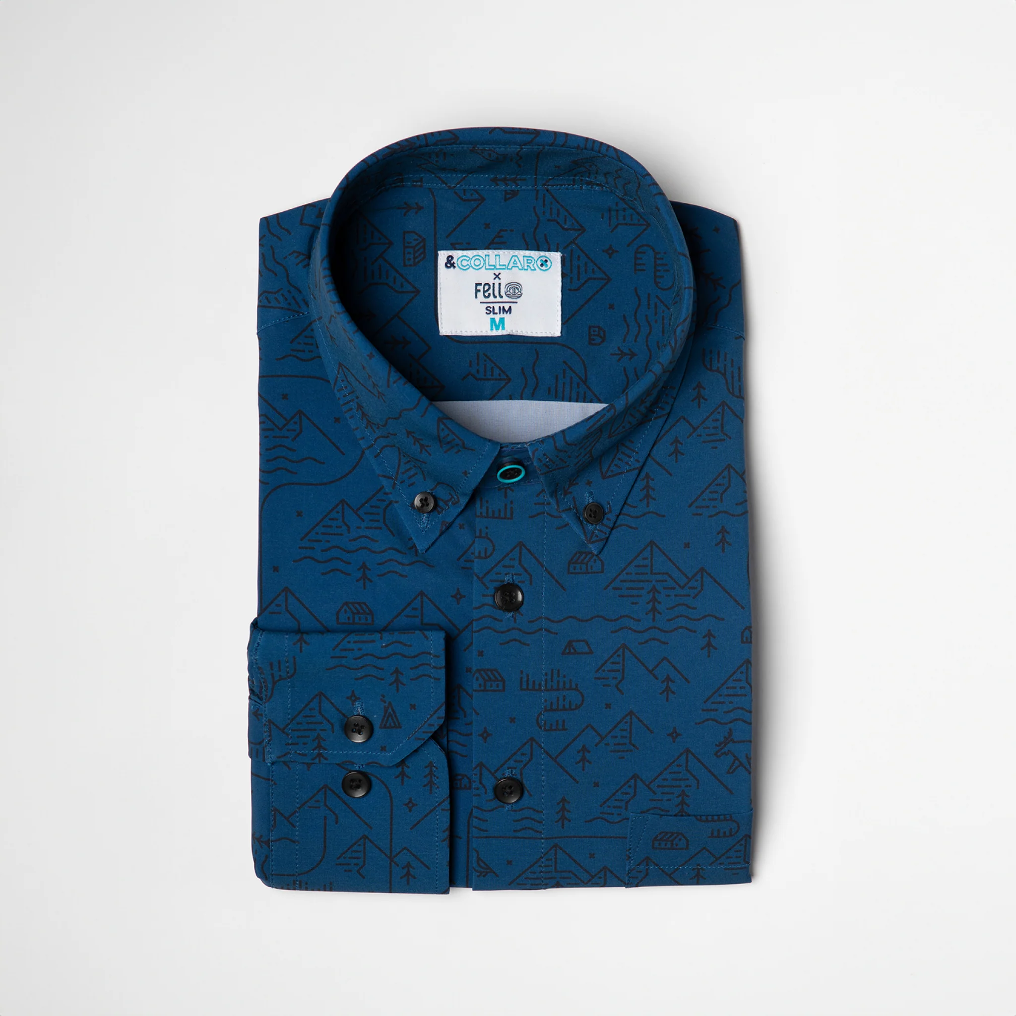 Range Shirt - Deep Blue w/ Mountain Designs