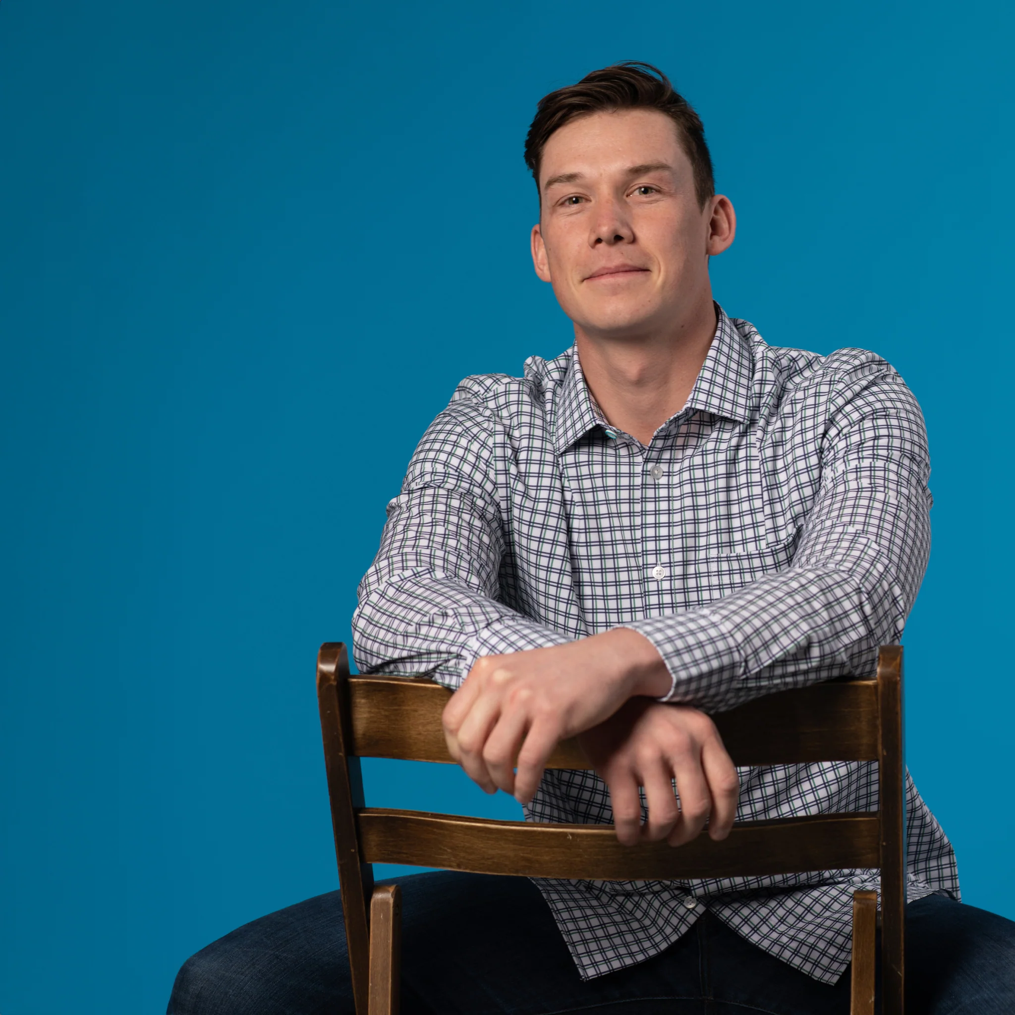 Range Shirt - White w/ Green and Purple Check