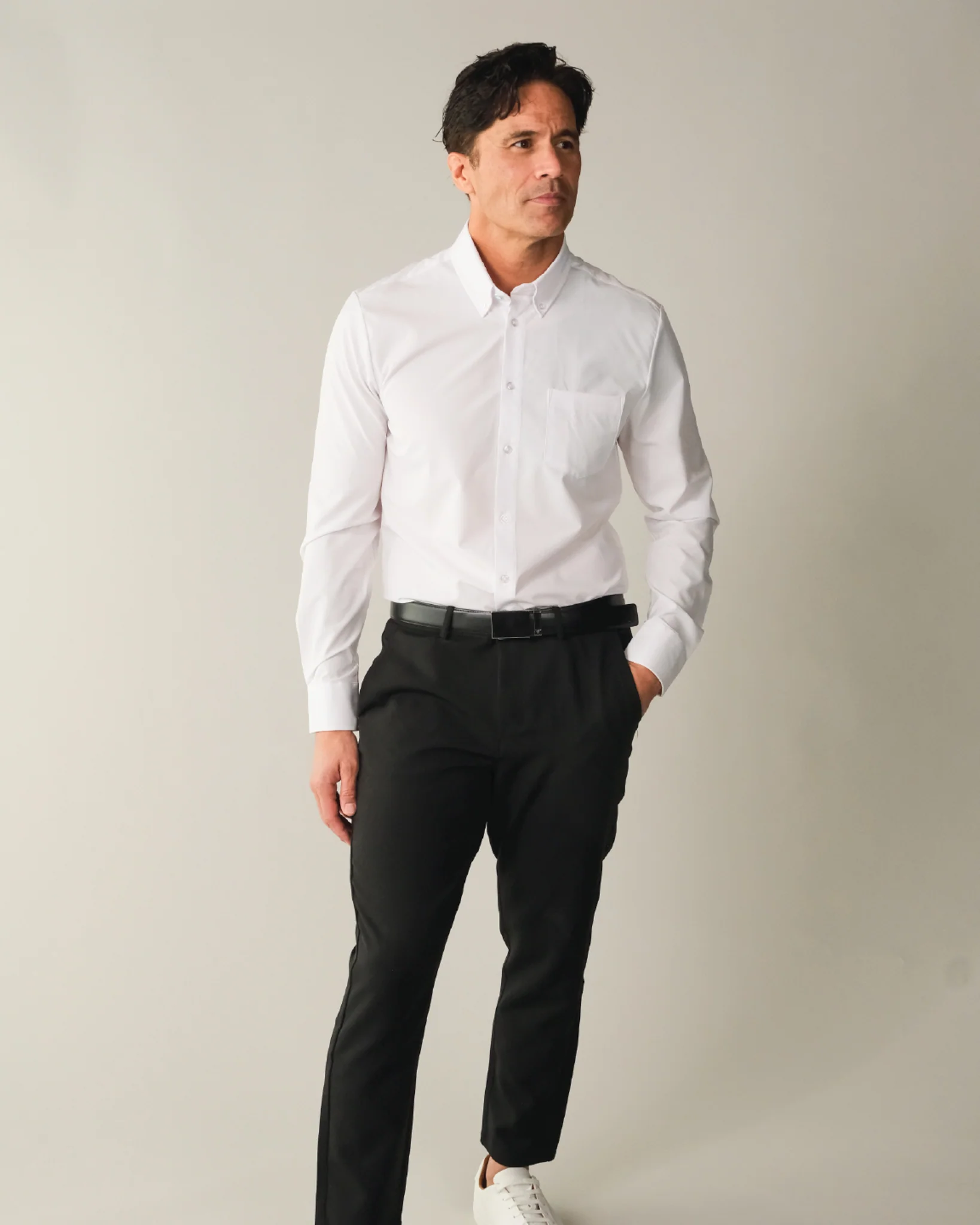 Range Shirt - White Long Sleeve - Button Down Collar