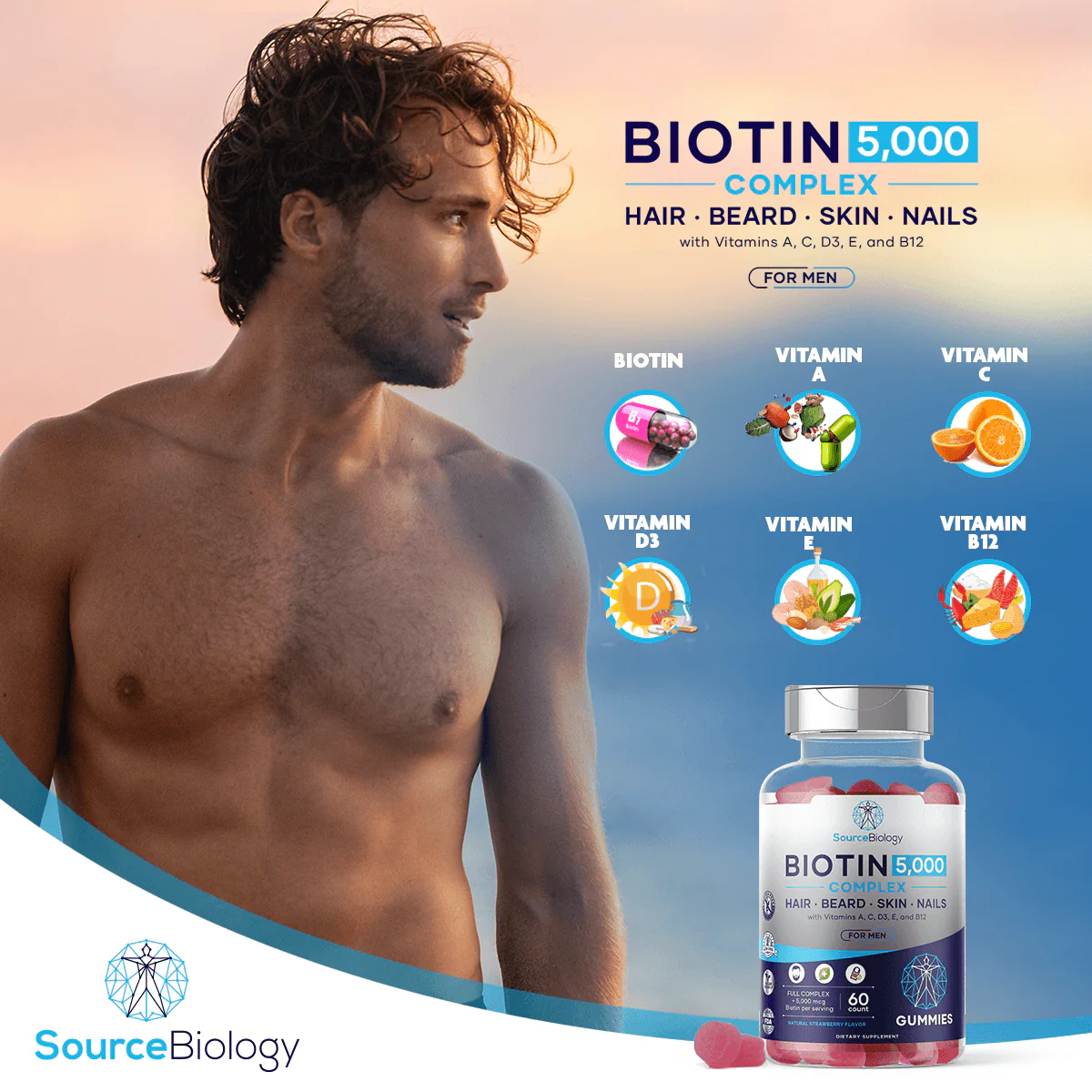 Biotin 5000 Complex - Hair Beard Skin Nails for Men