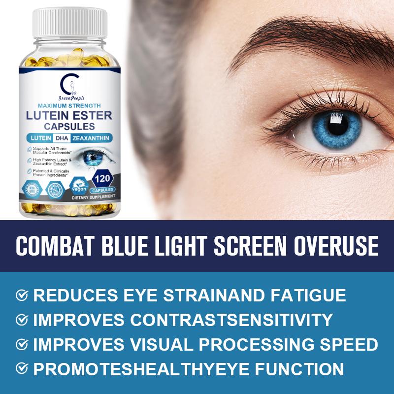 GPGP GreenPeople Eye Vitamins Lutein, Zeaxanthin & Bilberry Extract - Supports Eye Strain, Dry Eyes, and Vision Health - Lutein Blend Capsules