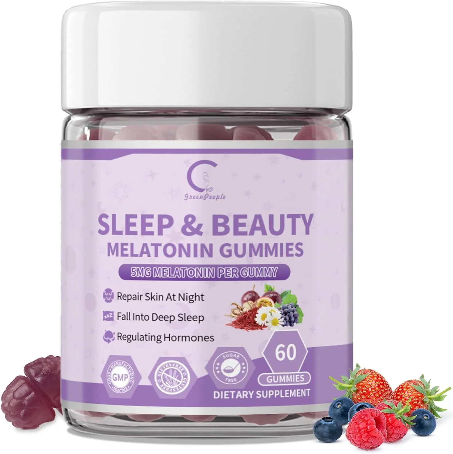 Women's Melatonin 5Mg Gummies with Ashwagandha, L-Theanine & Valerian Root | Natural Sleep Aid, Time Release Formula | Mixed Berry Flavor, Non-GMO, Gluten-Free, Melatonin Gummies 60-Day Supply
