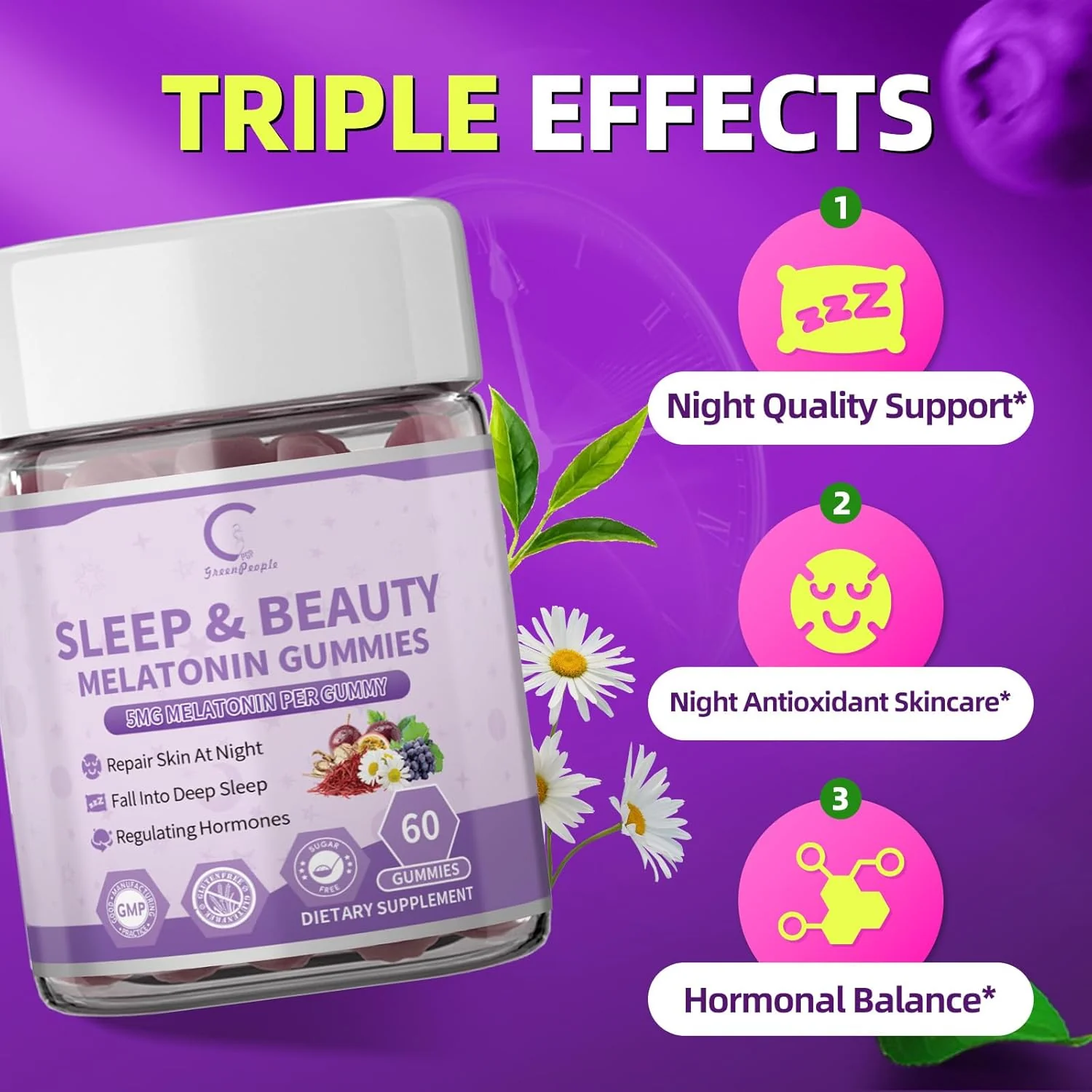 Women's Melatonin 5Mg Gummies with Ashwagandha, L-Theanine & Valerian Root | Natural Sleep Aid, Time Release Formula | Mixed Berry Flavor, Non-GMO, Gluten-Free, Melatonin Gummies 60-Day Supply