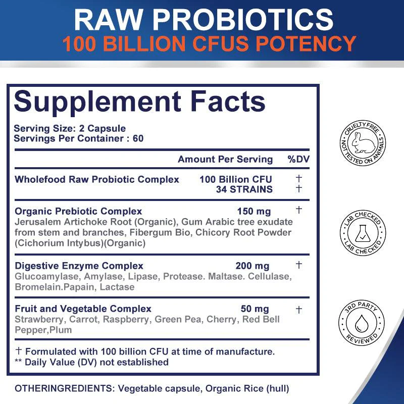 Probiotic Capsules with Prebiotics & Digestive Enzymes