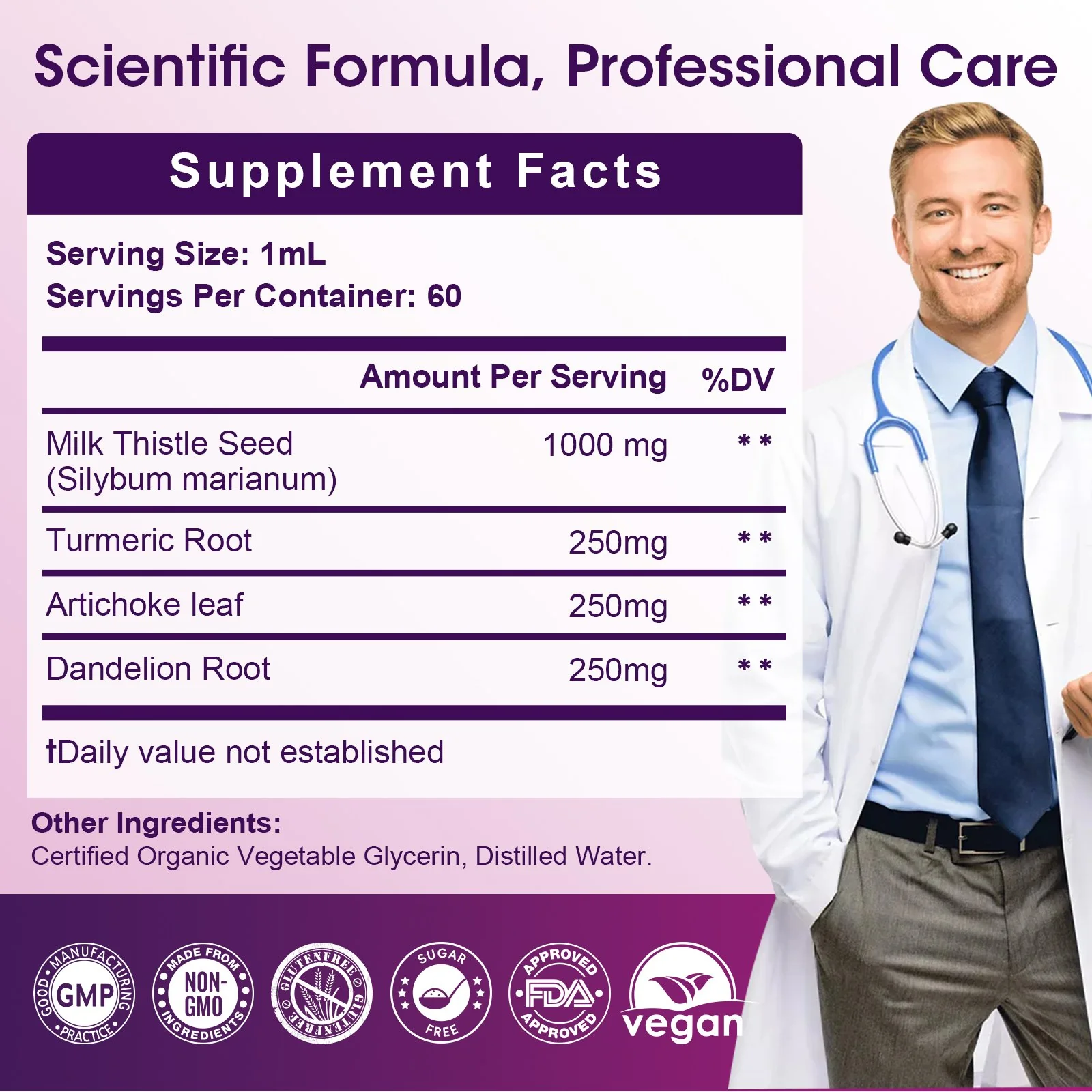 Milk Thistle Extract Drops for Liver Cleanse & Repair - 1000mg Milk Thistle Supplement with Turmeric, Artichoke and Dandelion Root, 4-in-1 High Potency Herbal Tincture, Vegan, Non-GMO, 2.1 FL OZ