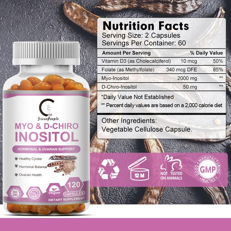 Myo-Inositol and D-Chiro Inositol Softgels Capsules with Folate and Vitamin D（120 Pcs）