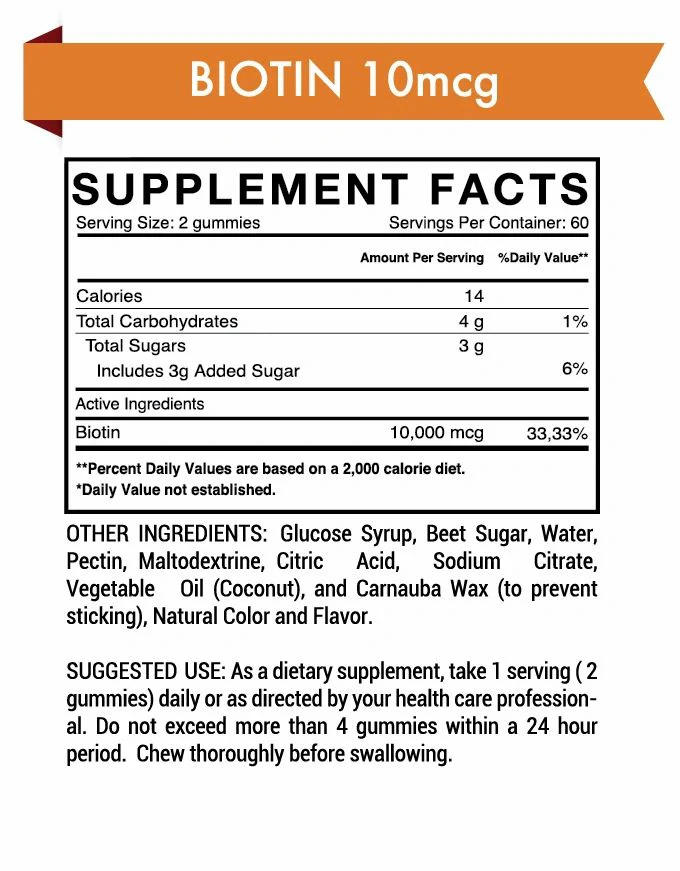 10,000 MCG Biotin Gummy Vitamin