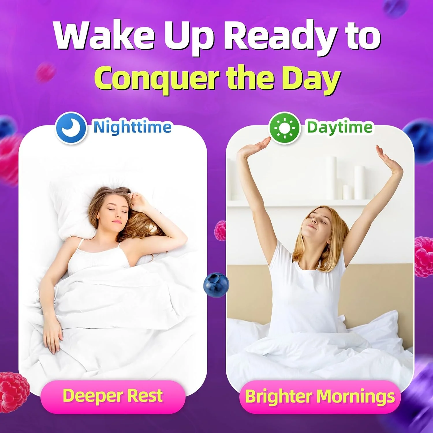 Women's Melatonin 5Mg Gummies with Ashwagandha, L-Theanine & Valerian Root | Natural Sleep Aid, Time Release Formula | Mixed Berry Flavor, Non-GMO, Gluten-Free, Melatonin Gummies 60-Day Supply