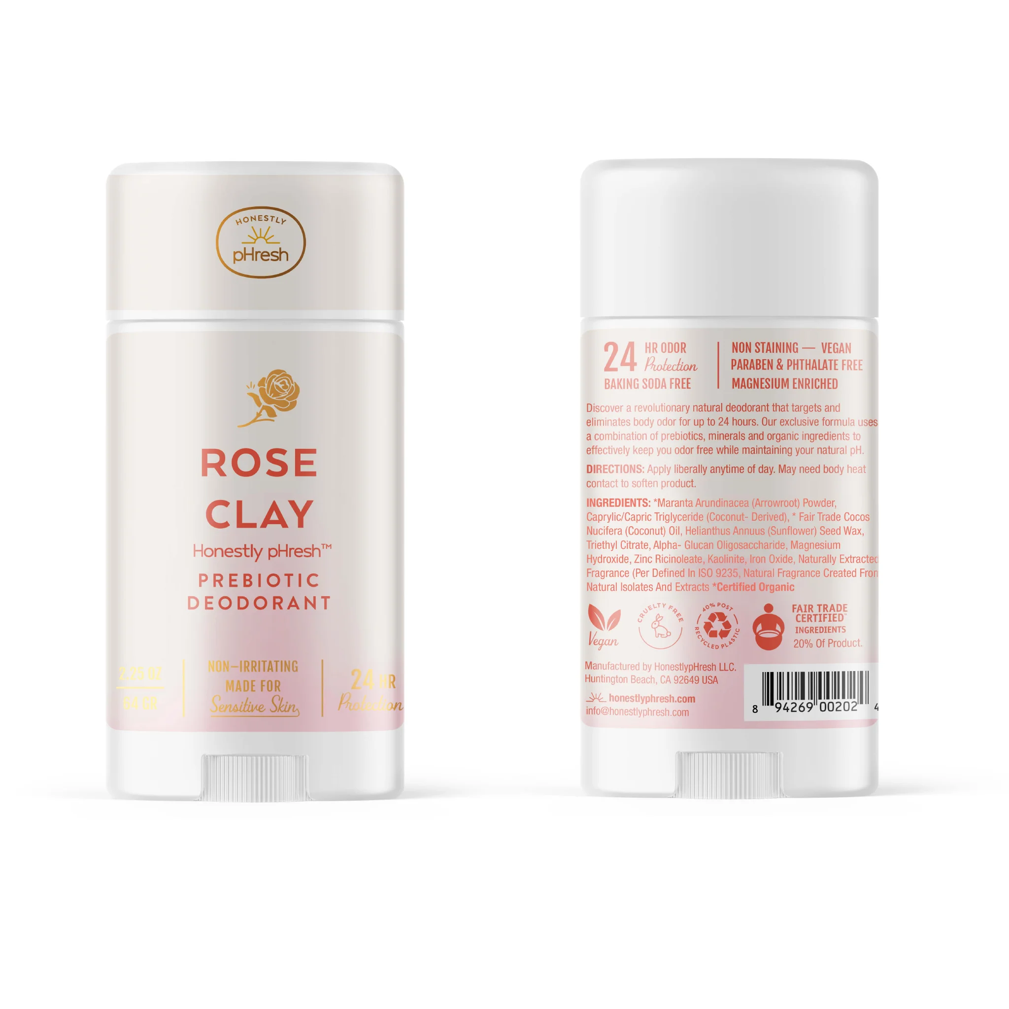 Rose Clay Deodorant Stick