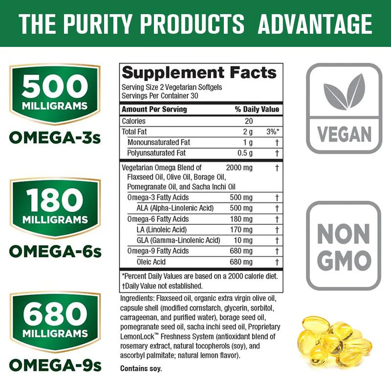 GPGP GreenPeople Omega 3-6-9 Vegan and Vegetarian Omega Formula - “5 in 1” Essential Fatty Acid Complex - Scientifically Formulated Plant-Based Omega 3 6 9 Essential Fatty Acids (EFA)