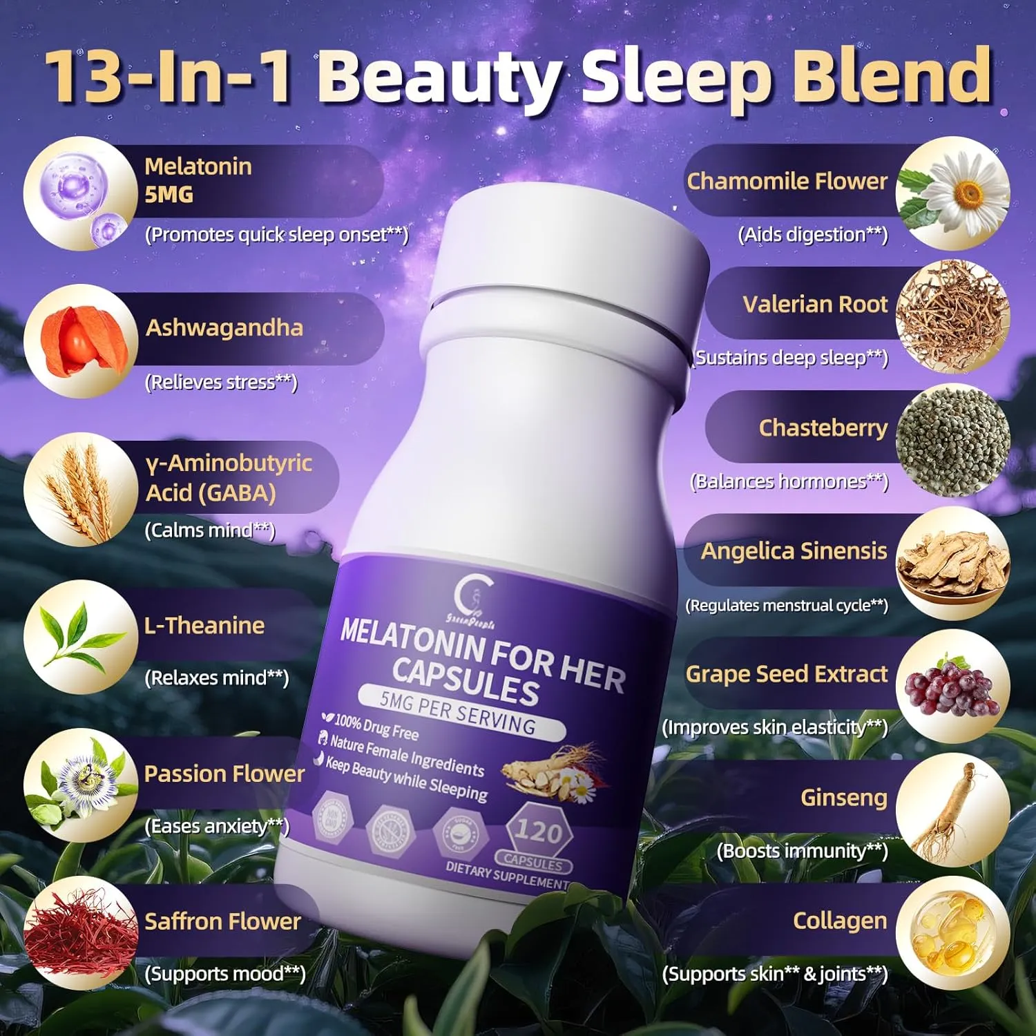 Melatonin 5mg Extra Strength | Adult Extra Strength Supplement, Sleep Aid -120 Capsules