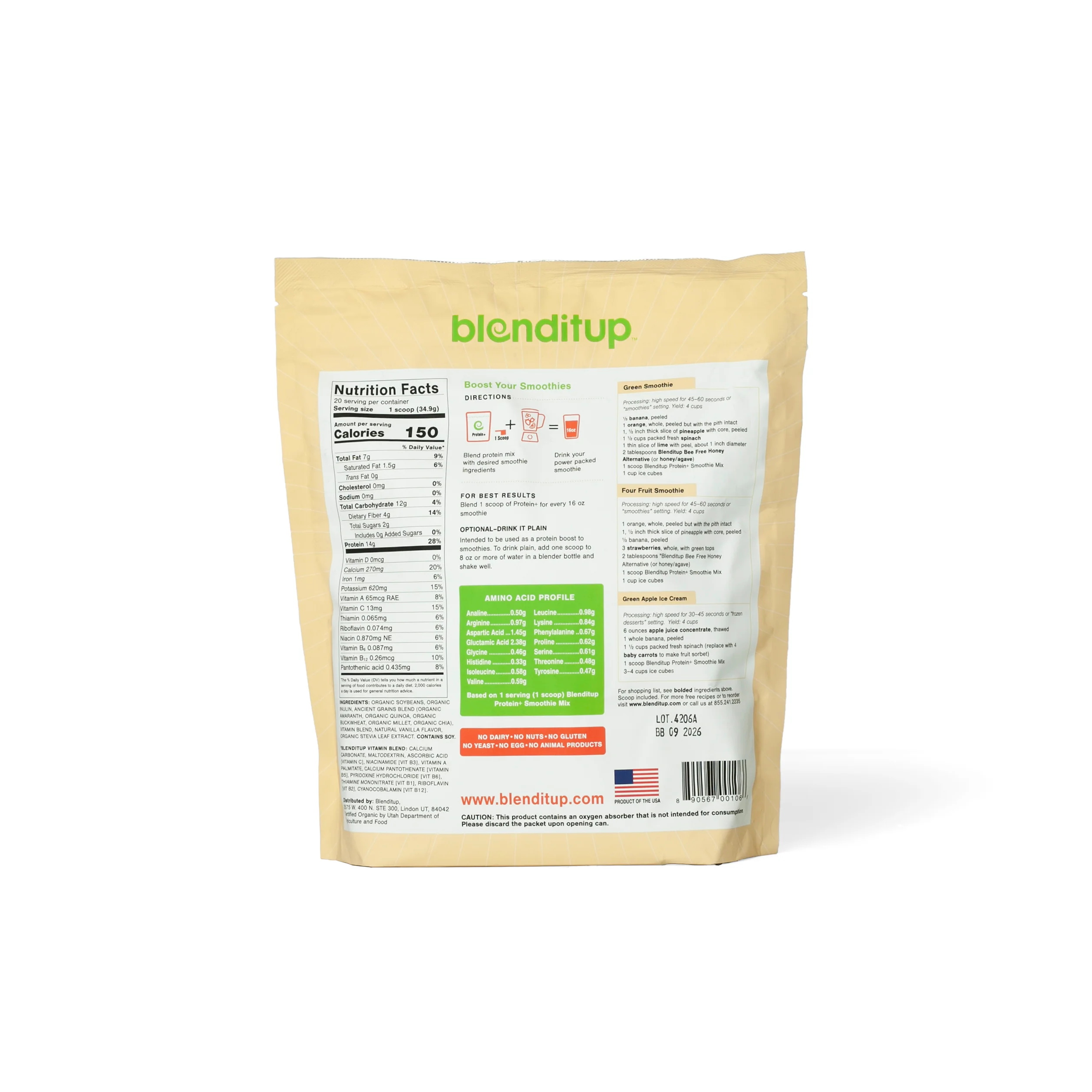 Organic Whole Vegan Protein Smoothie Mix