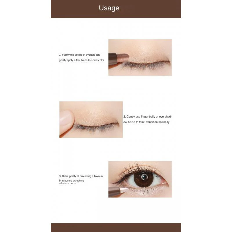 HL01 Phantom Moonlight Double-Headed Eye Shadow Pen Pearlescent White Open Inner Eye Corner Highlight Brightening Eye Makeup Pen