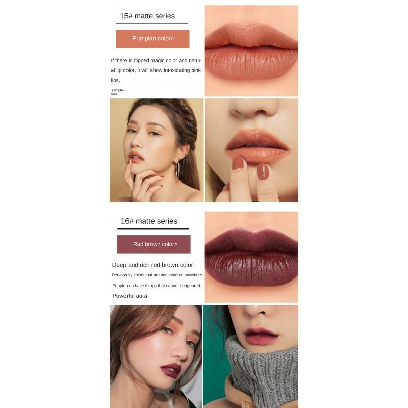 LS01 Pumpkin Color Matte Lipstick Matte Color Portable Six Pack Hard Box Beauty Makeup