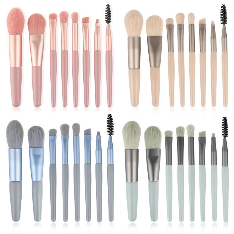 New Mini 8 Makeup Brushes Set Eye Shadow Brush Lash Comb Blush Loose Powder Brush Makeup Brush