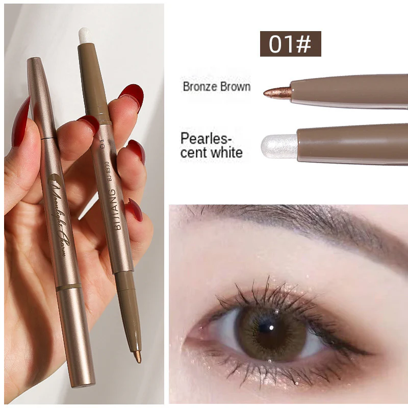 HL01 Phantom Moonlight Double-Headed Eye Shadow Pen Pearlescent White Open Inner Eye Corner Highlight Brightening Eye Makeup Pen