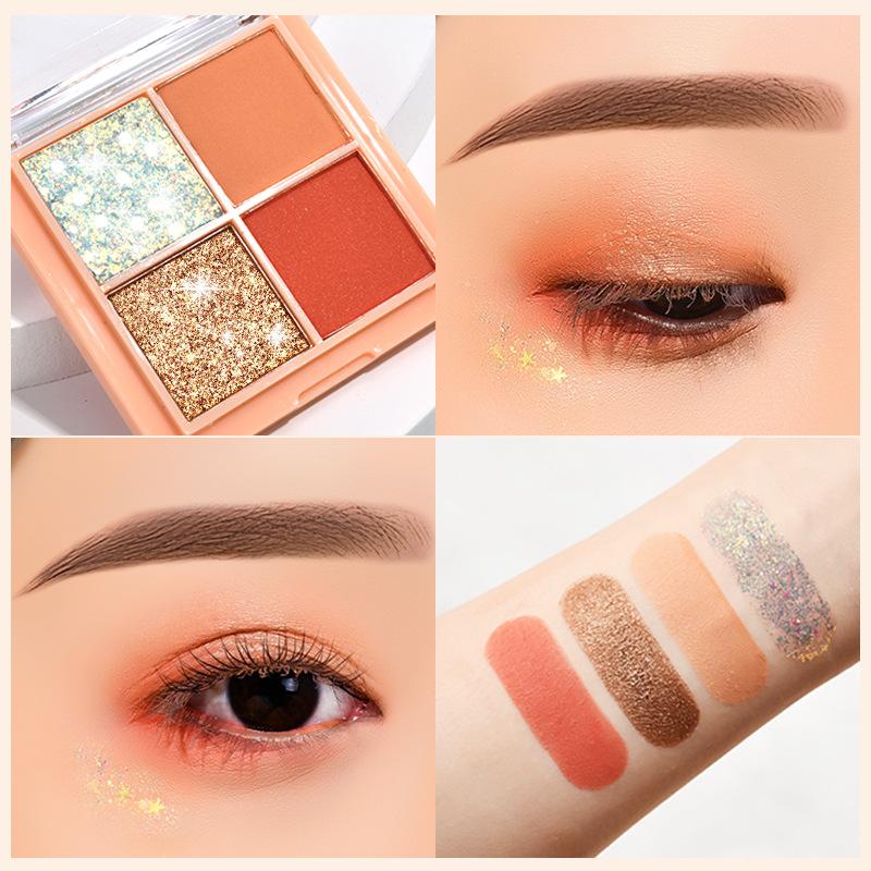 ES12 4 Color Eyeshadow Small Kit Ins Earth Color Four Grid Eye Shadow Plate Portable Models