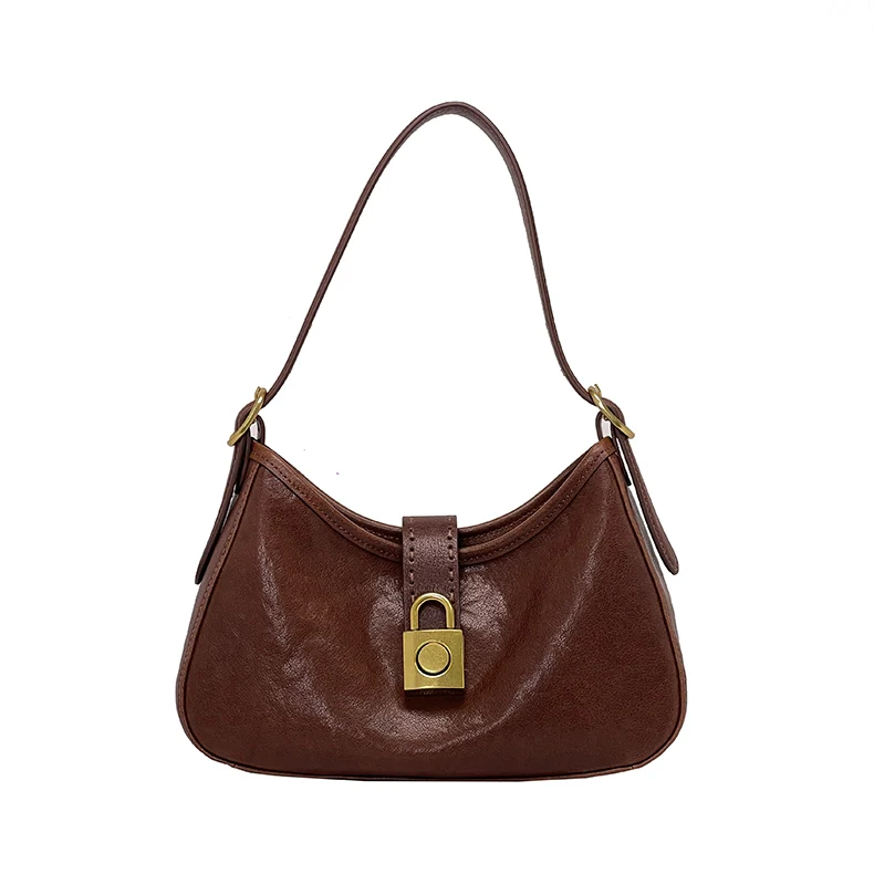 Mini Hobo Lock Bag in Vintage Brown – Shoulder & Underarm Carry