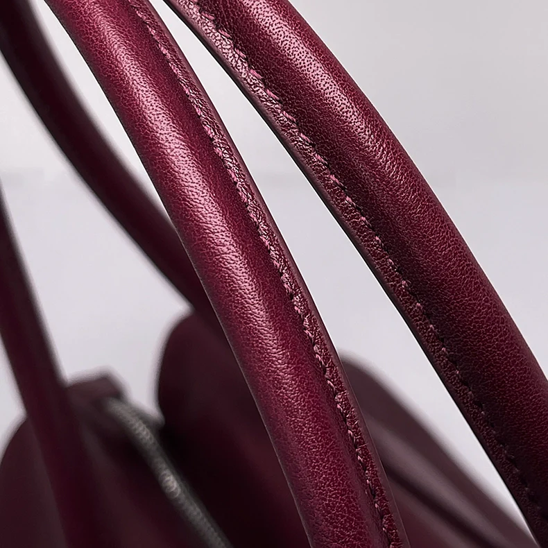 Burgundy Structured Shoulder Bag – Geometric Leather Tote for Work & Daily Wear