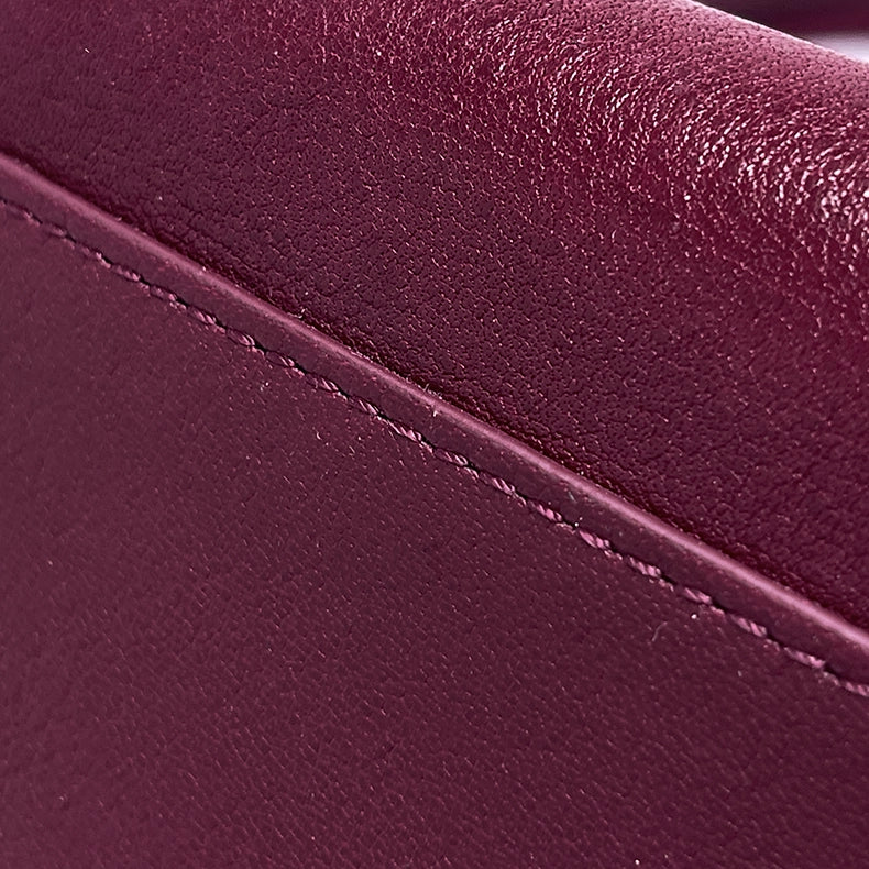 Burgundy Structured Shoulder Bag – Geometric Leather Tote for Work & Daily Wear