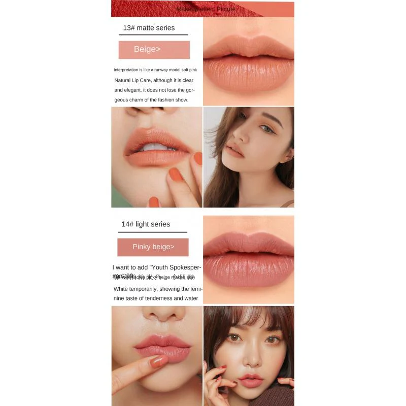 LS01 Pumpkin Color Matte Lipstick Matte Color Portable Six Pack Hard Box Beauty Makeup