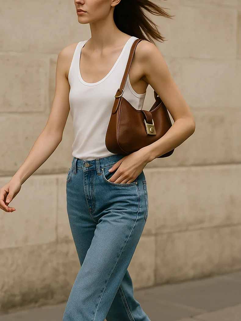 Mini Hobo Lock Bag in Vintage Brown – Shoulder & Underarm Carry