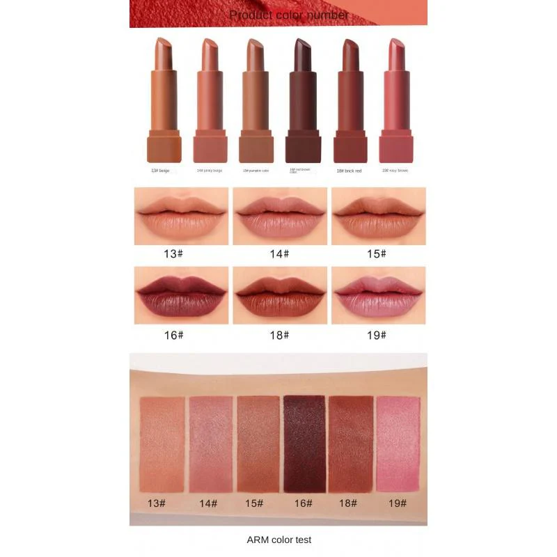 LS01 Pumpkin Color Matte Lipstick Matte Color Portable Six Pack Hard Box Beauty Makeup