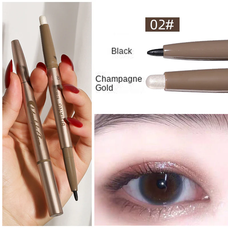 HL01 Phantom Moonlight Double-Headed Eye Shadow Pen Pearlescent White Open Inner Eye Corner Highlight Brightening Eye Makeup Pen