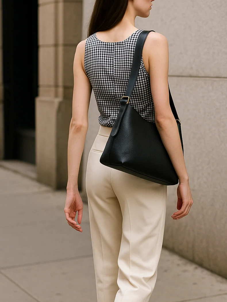 Effortless Elegance: Minimalist Pebbled Leather Hobo Bag