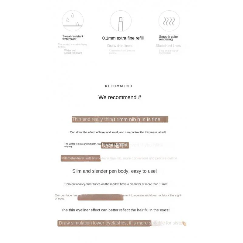 EL10 Small Silver Tube String Color Liquid Eyeliner Naturally Waterproof Quick-Drying Not Easy to Smudge Simulation Lower Eyelash Eyeliner