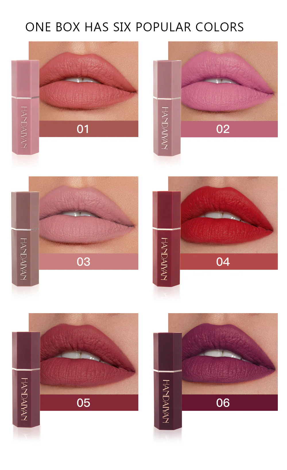 LS03 Hot Sale 6 Colors Matte Finish Lipstick Lip Balm