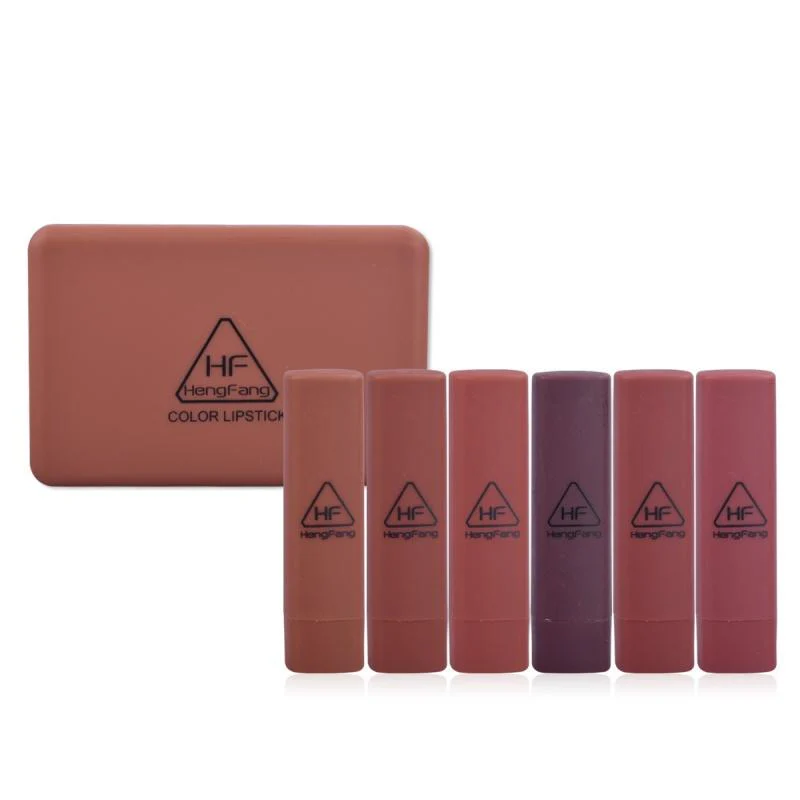 LS01 Pumpkin Color Matte Lipstick Matte Color Portable Six Pack Hard Box Beauty Makeup