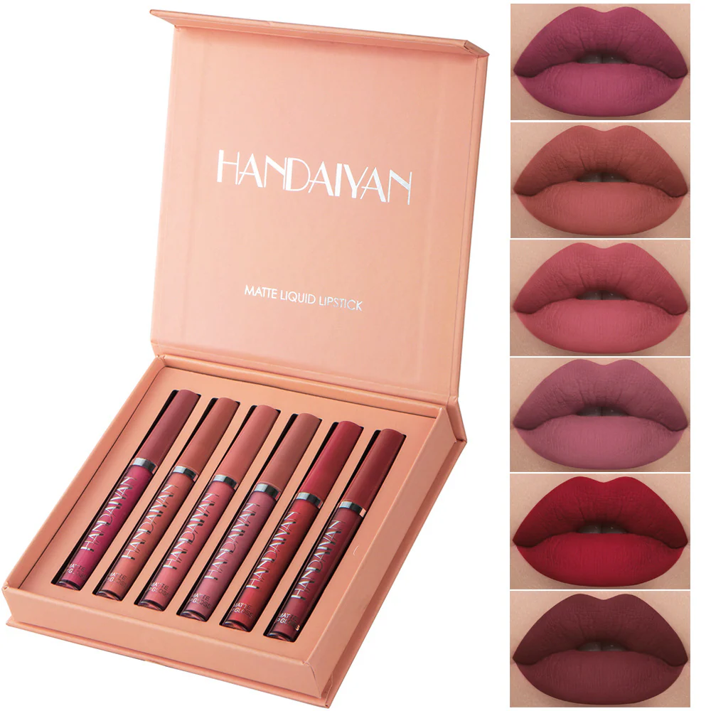 LS05 No Stain on Cup Liquid Lipstick 6 PCs Lip Gloss Lip Glaze Set