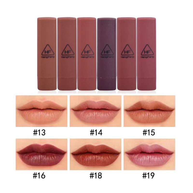 LS01 Pumpkin Color Matte Lipstick Matte Color Portable Six Pack Hard Box Beauty Makeup