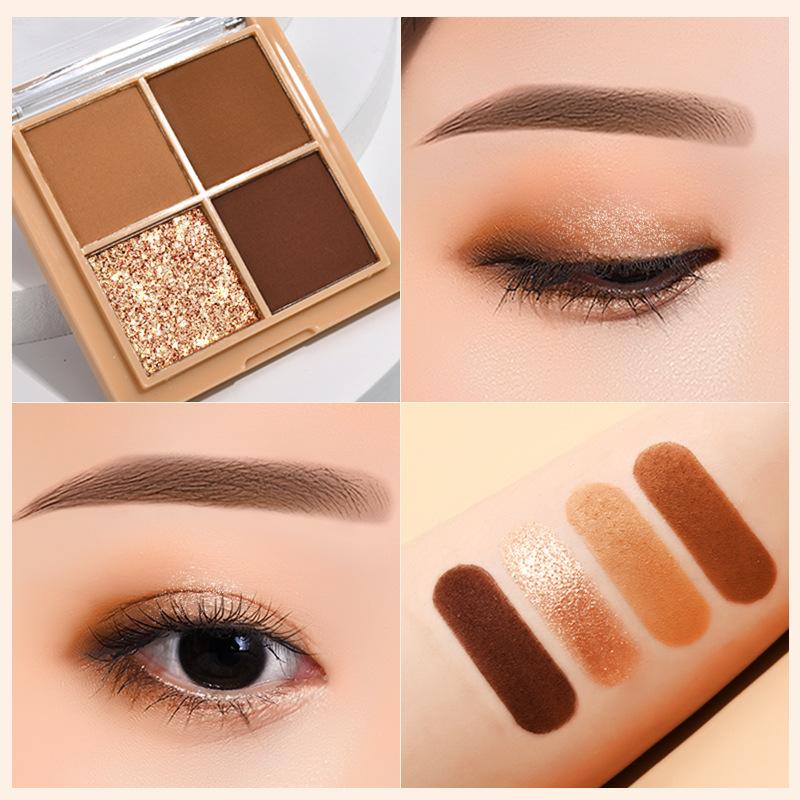 ES12 4 Color Eyeshadow Small Kit Ins Earth Color Four Grid Eye Shadow Plate Portable Models