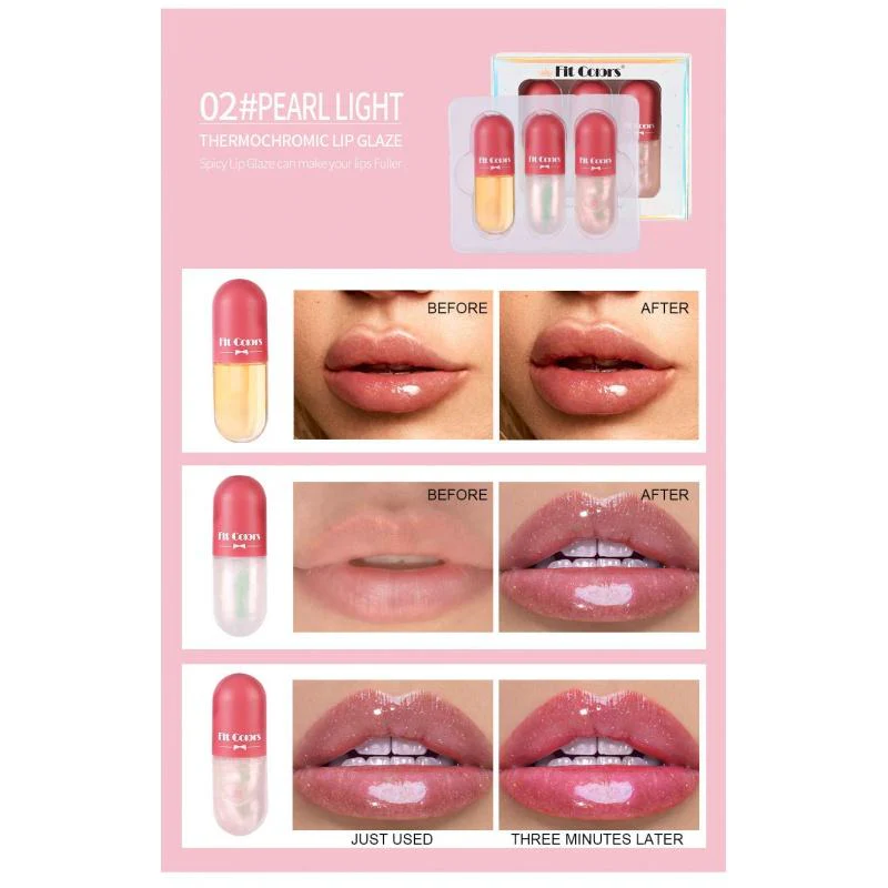 Lp03 Popular Lip Lip Stain Pearlescent Thin and Glittering Moisturizing Hydrating Temperature Control Color Changing Lip Gloss Lip Gloss Liquid Box