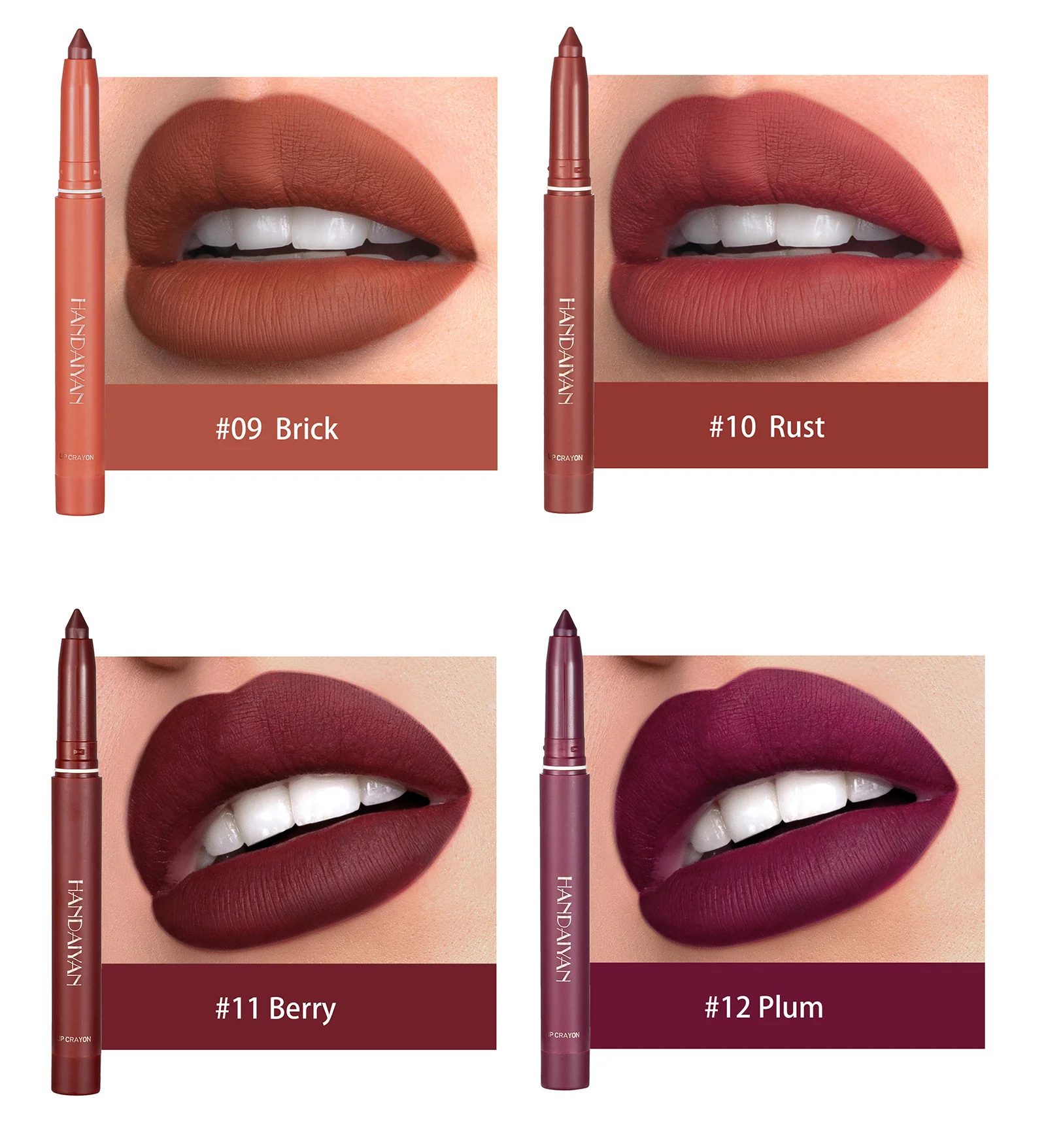 LS06 Not Easy to Fade No Stain on Cup Lipstick Pen Matte Lip Liner Dual-Use Lipstick