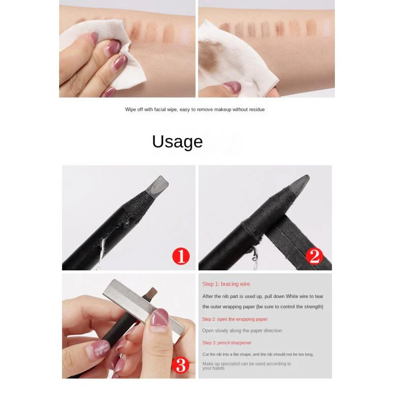 Eb05 Machete Hard Core Cable Mist Eyebrow Pencil Waterproof Sweat-Proof Natural Long Lasting Not Smudge Non-Marking Makeup Artist Special