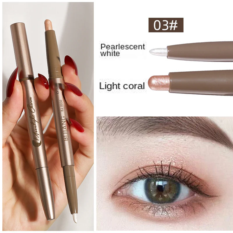 HL01 Phantom Moonlight Double-Headed Eye Shadow Pen Pearlescent White Open Inner Eye Corner Highlight Brightening Eye Makeup Pen