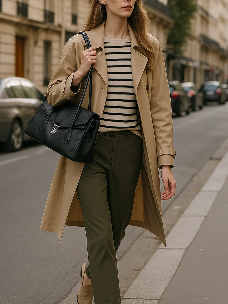 Structured Black Baguette Bag – Dual Strap Leather Shoulder Handbag