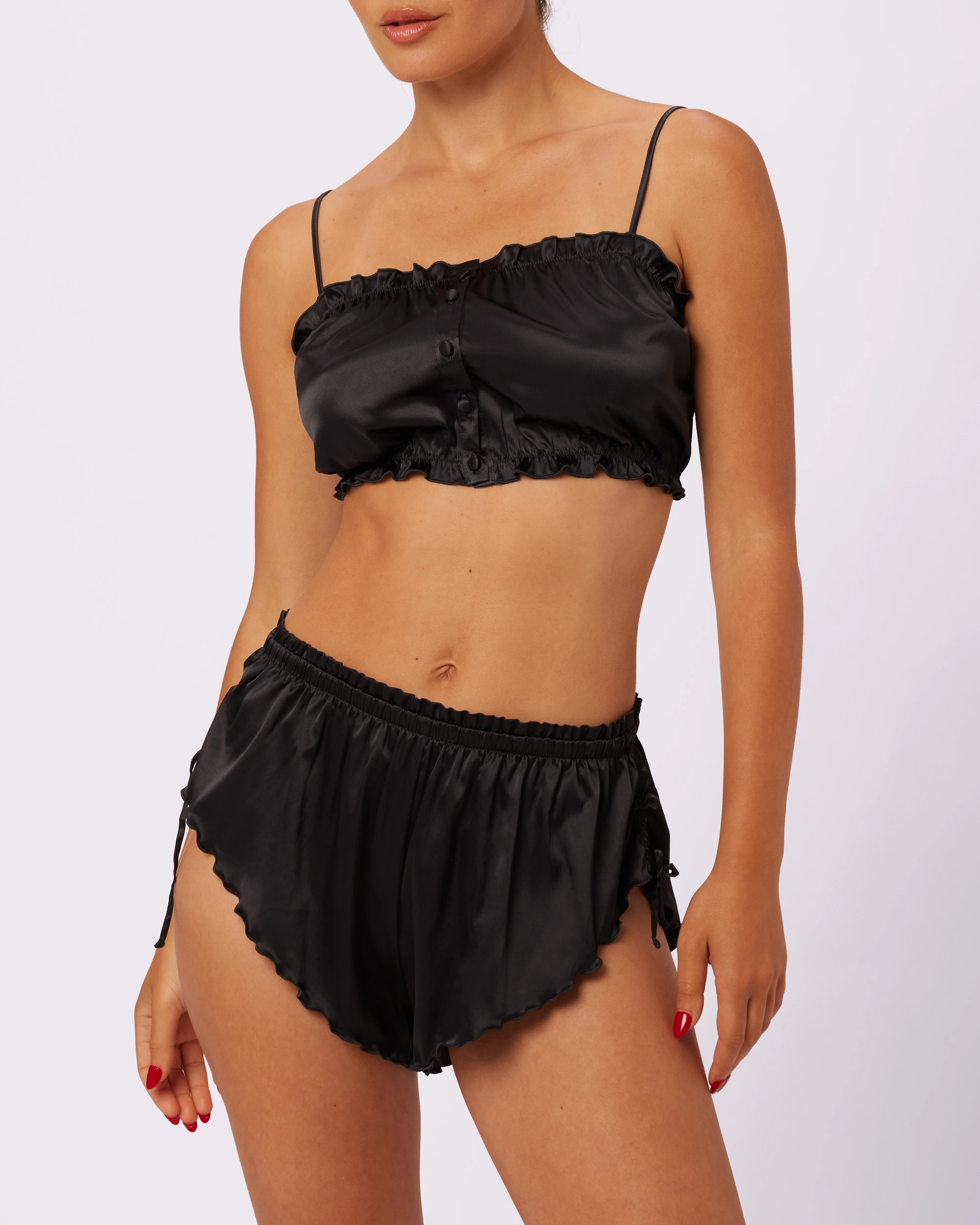 Luxe Button-Up Crop | Luxe Satin (Eightball)
