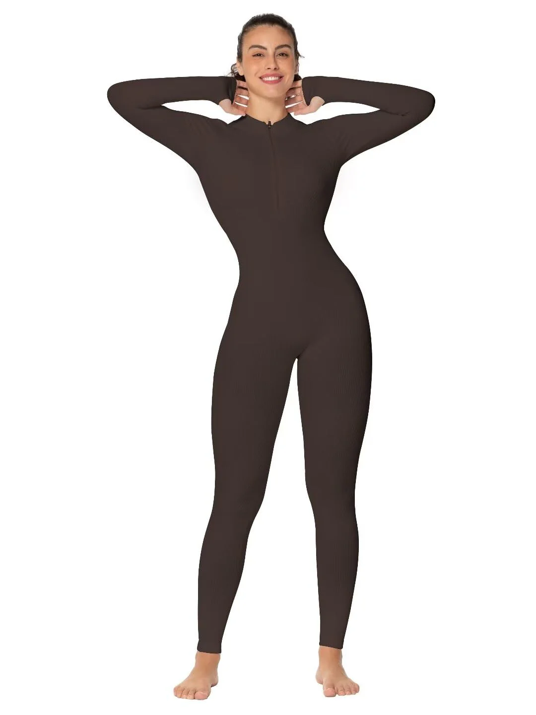 28 Striped Casual Yoga Sports Zip Jumpsuit