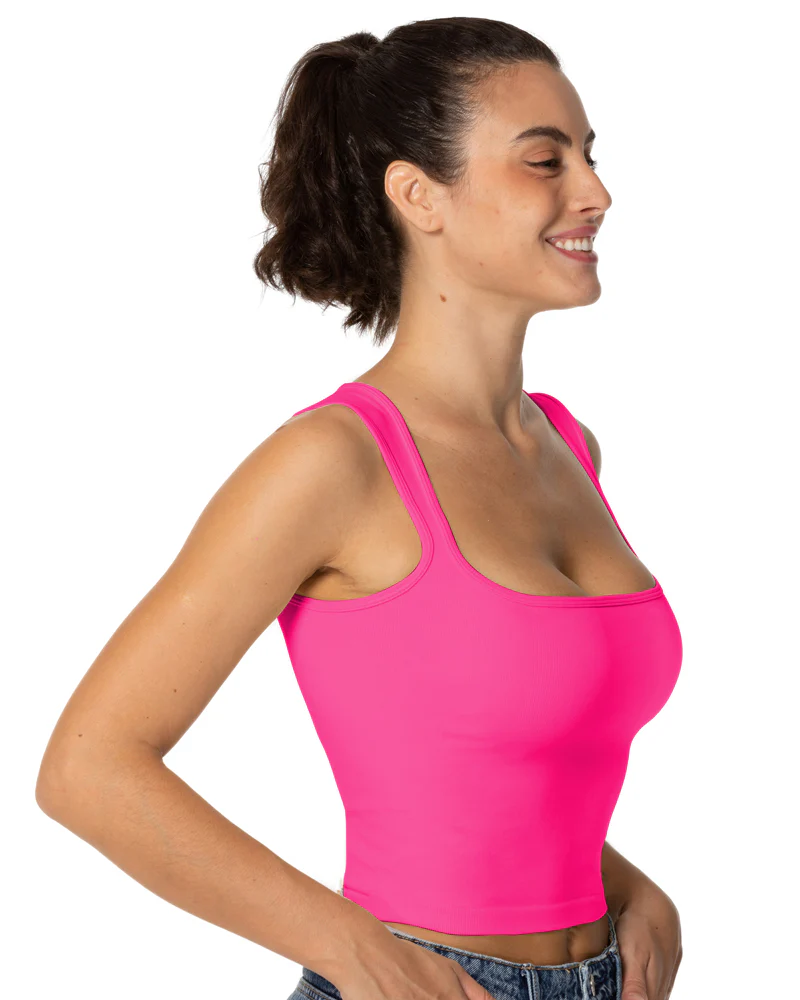 Sunzel Women's Sexy Sleeveless Crop Top Seamless Wide Square Neck Going Out Tops Summer Trendy Workout Yoga Casual Tank Top