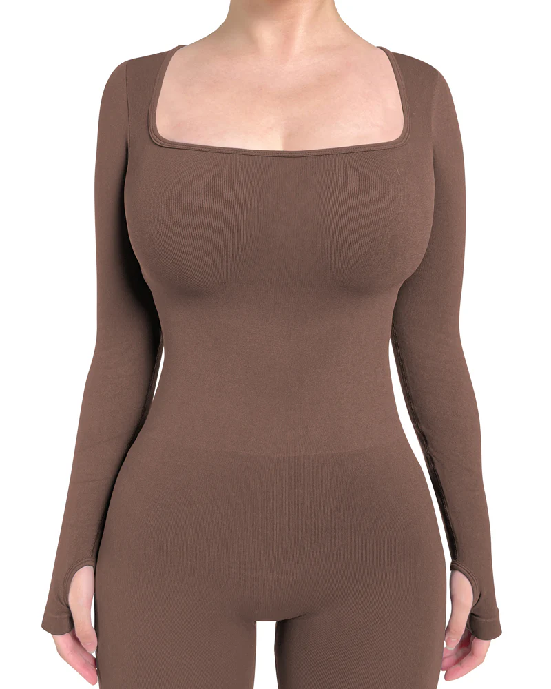 Long Sleeve Flare Jumpsuits for Women Seamless Wide Leg