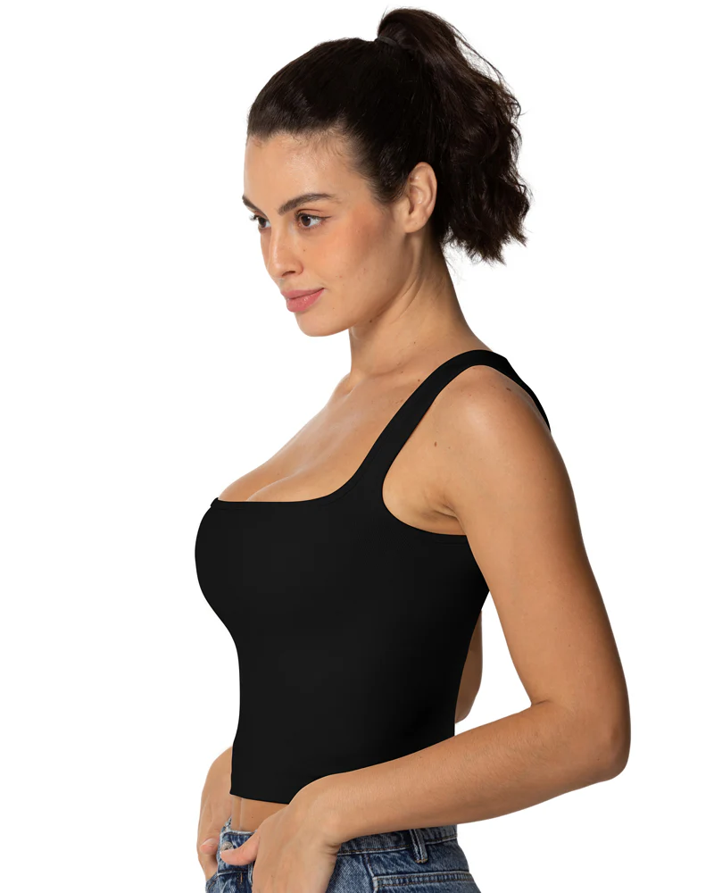 Sunzel Women's Sexy Sleeveless Crop Top Seamless Wide Square Neck Going Out Tops Summer Trendy Workout Yoga Casual Tank Top