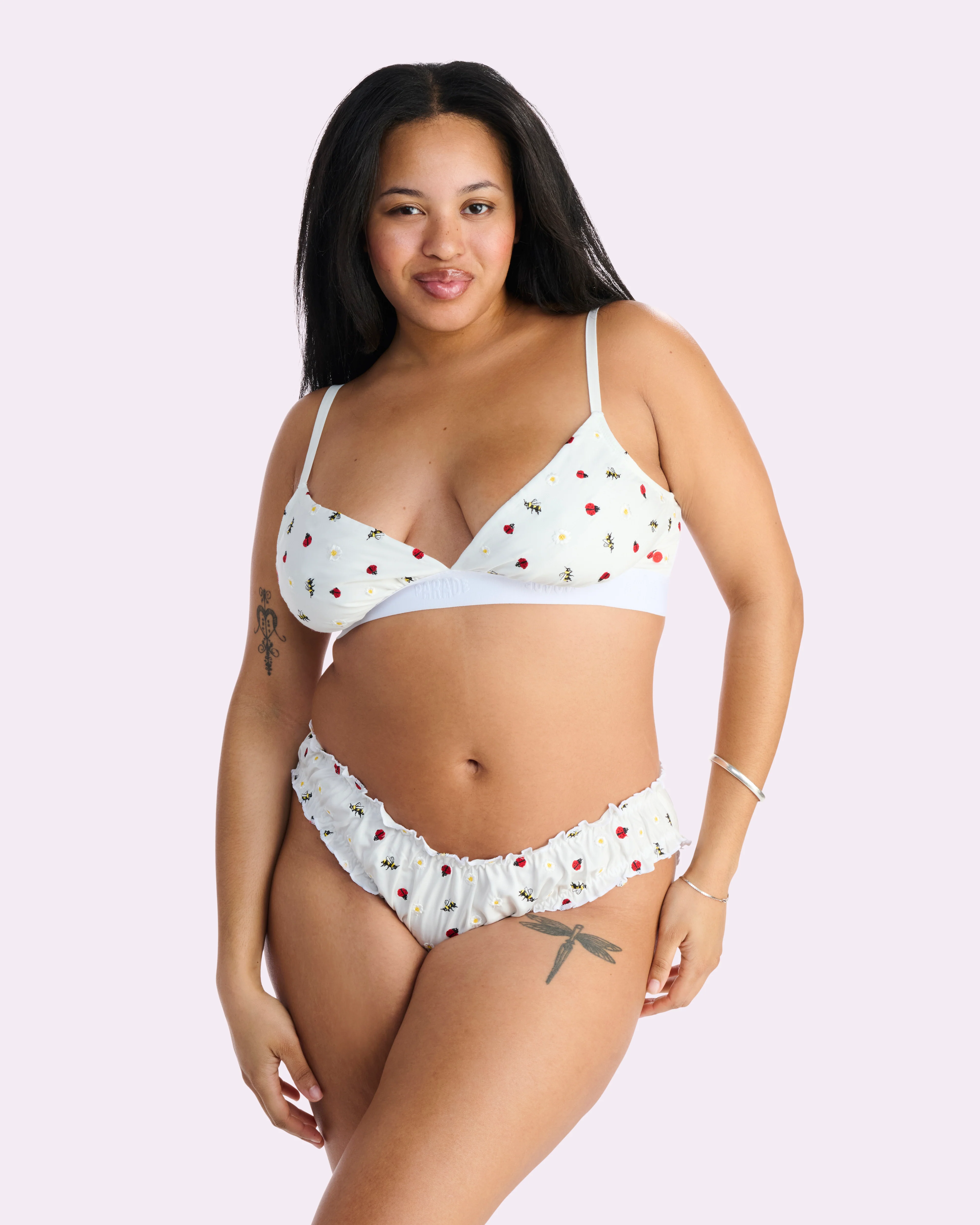 Parade Poplin Triangle Bralette | Parade Poplin (Garden Embroidery)